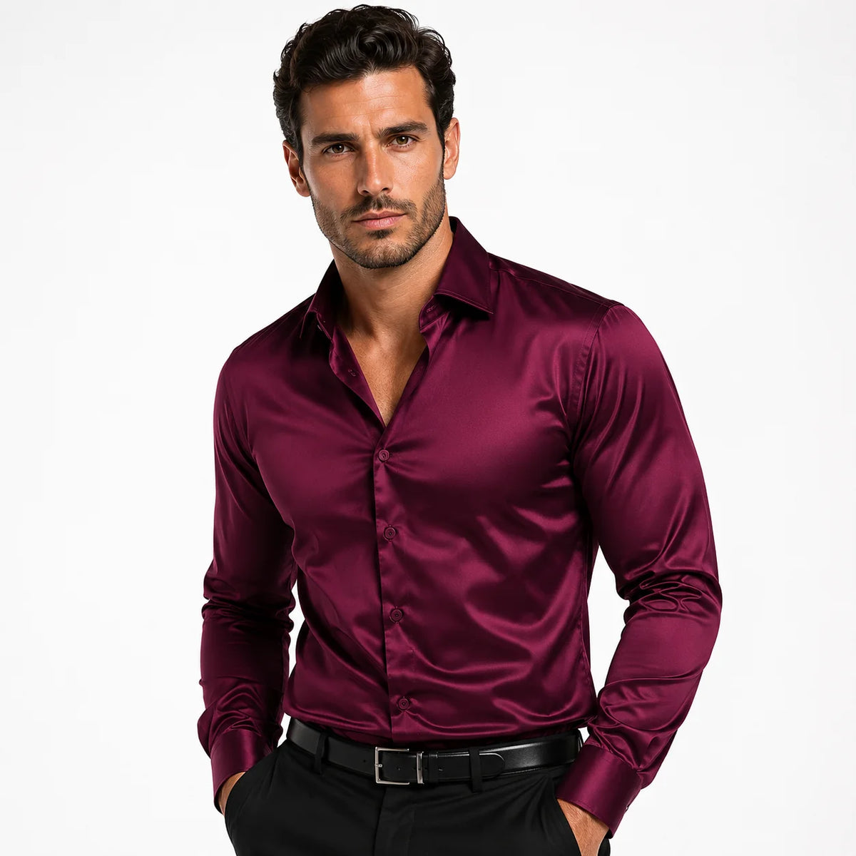 Montarello | Koszula męska – Elegancka czarna koszula z długim rękawem w stylu smart casual 7