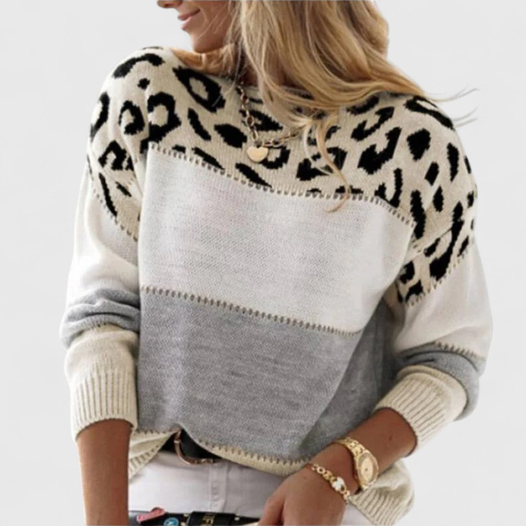 Cheyenne - Sweter Casual z Wzorem Lamparta