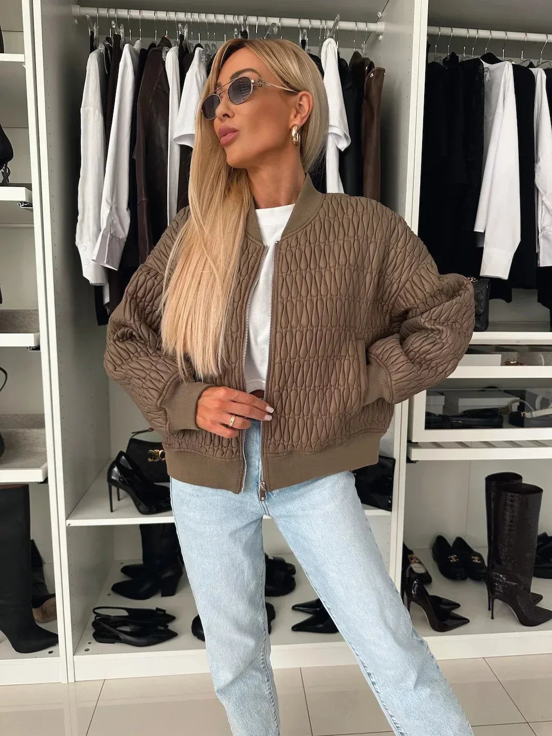 Karin | Damska Pikowana Bomberka z Zamkiem Błyskawicznym | Nowoczesny Styl i Komfort 6