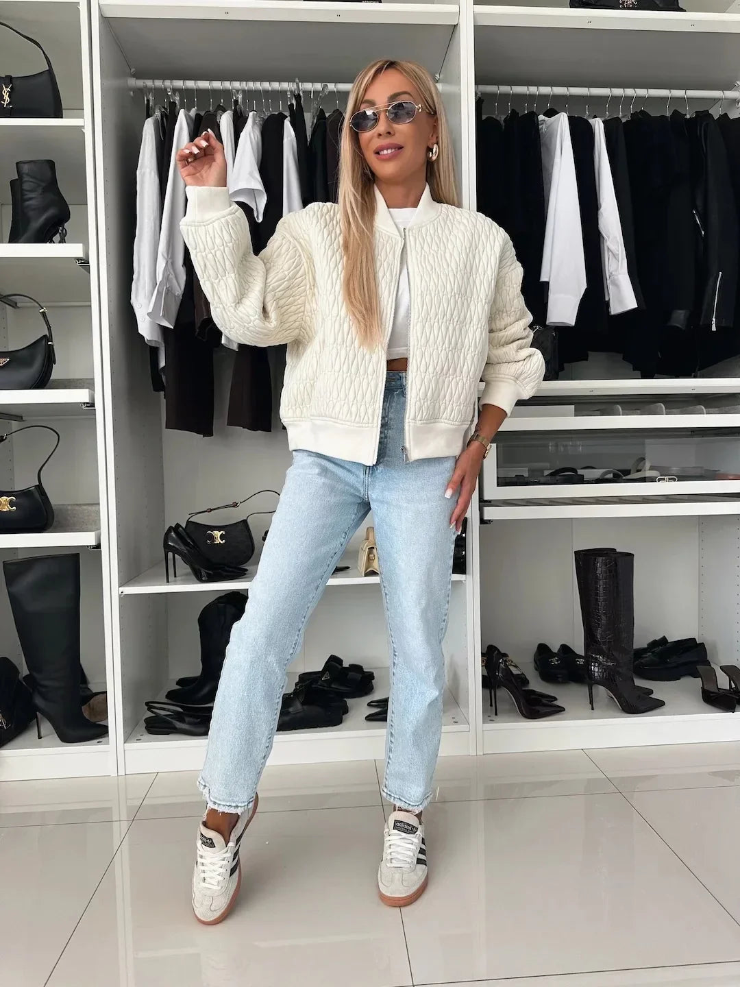 Karin | Damska Pikowana Bomberka z Zamkiem Błyskawicznym | Nowoczesny Styl i Komfort 4