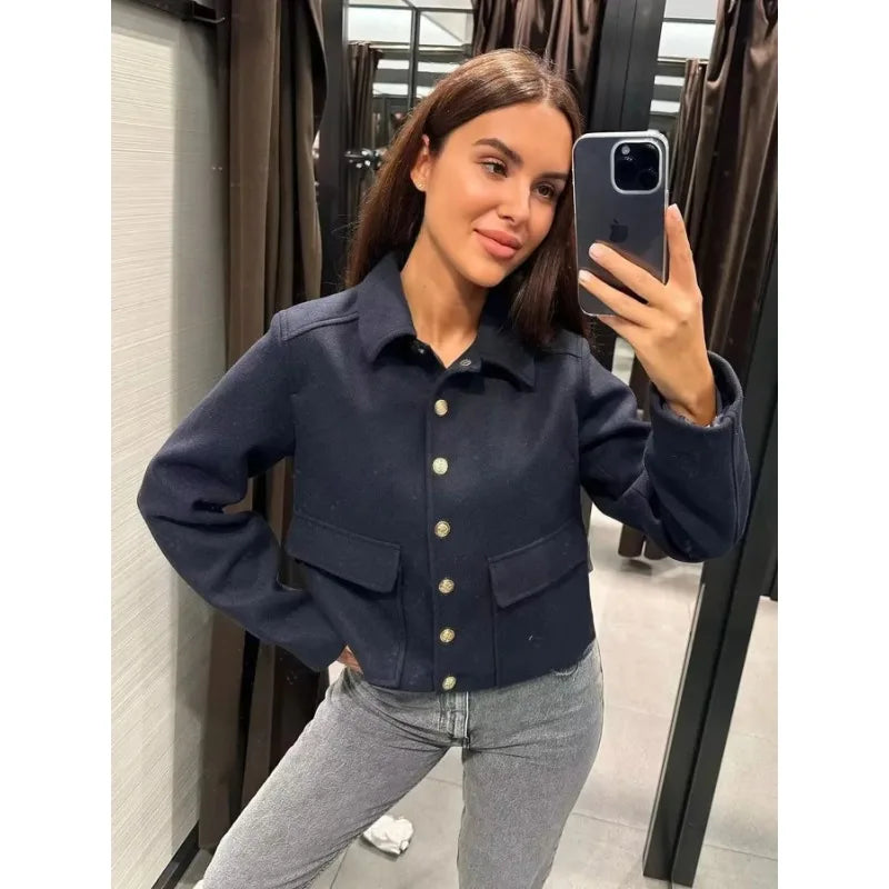 Stylowa Kurtka Damska Smart-Casual z Guzikami | Krótki Krój dla Eleganckiego Wyglądu 1