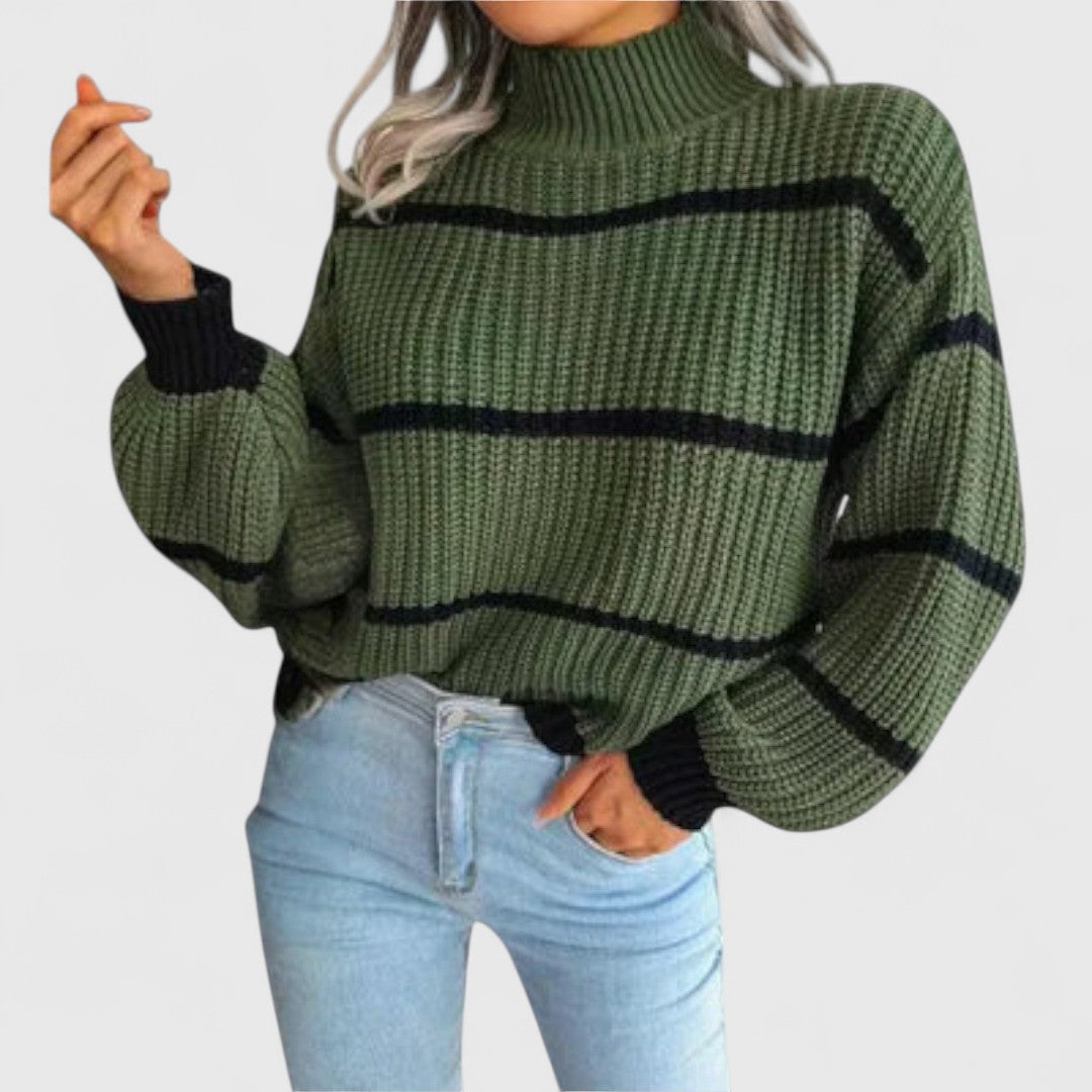 Chavala - Sweter z golfem w paski