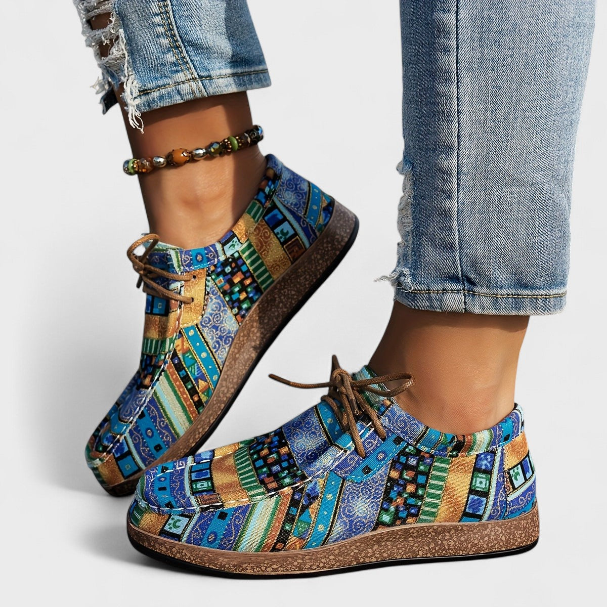 Wioletta | Buty ortopedyczne damskie sznurowane w stylu boho