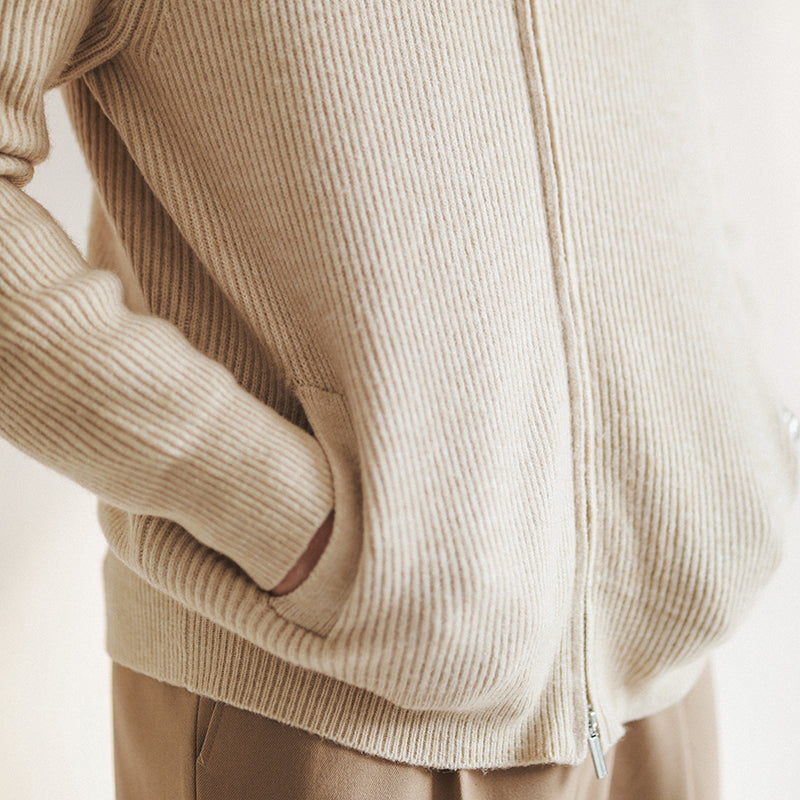 Feliks | Męski kardigan slim fit z zamkiem błyskawicznym i prążkowaną teksturą | Stylowy i funkcjonalny 3