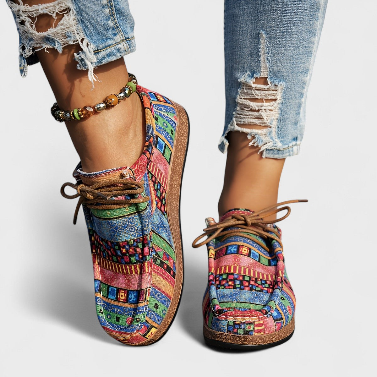 Wioletta | Buty ortopedyczne damskie sznurowane w stylu boho