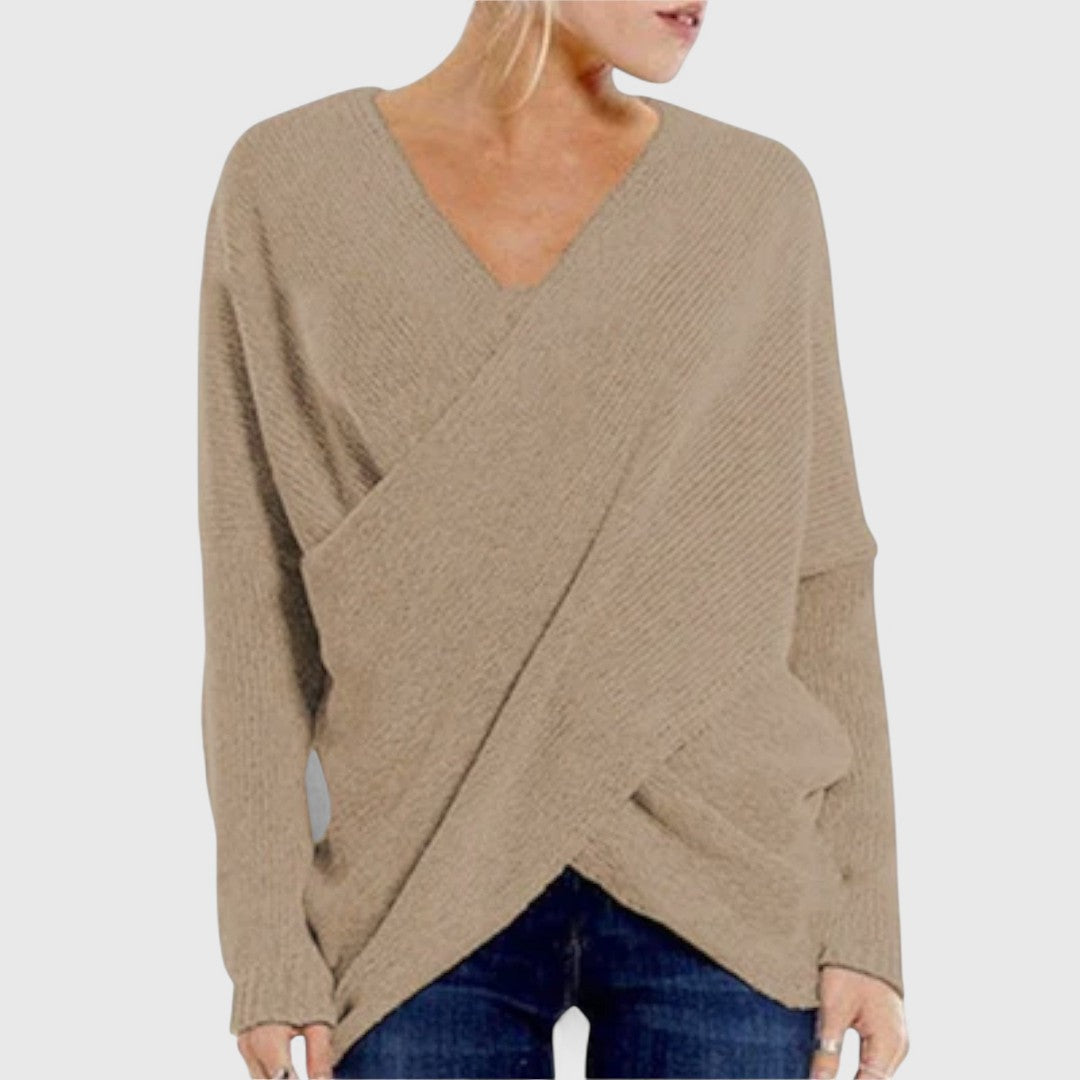 Heidi - Sweter z Krzyżowym Dekoltem